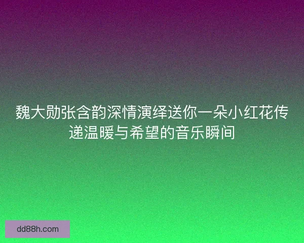 魏大勋张含韵深情演绎送你一朵小红花传递温暖与希望的音乐瞬间
